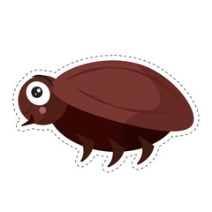 Cute cartoon brown beetle. Vector