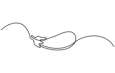 Eggplant in continuous line art drawing style. Single line drawing eggplant. Vector illustration