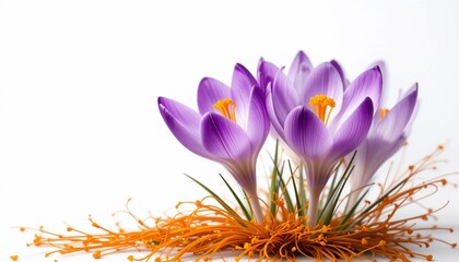 Vibrant Purple Crocus Flowers Blooming Springtime Floral Beauty Close Up Shot