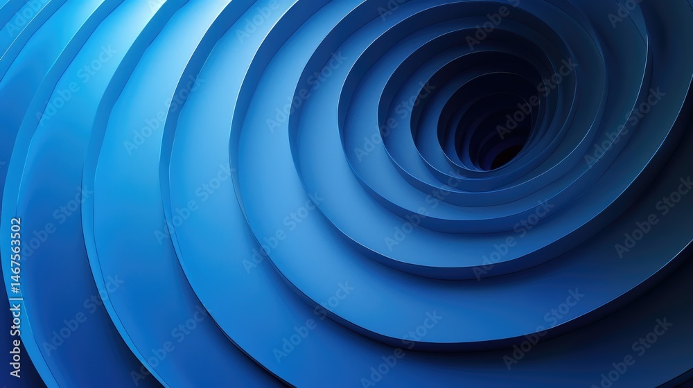 Fototapete Layered blue circles in various sizes creating a textured abstract background. Background image of 3D rendering of blue geometric shape with circle overlapping and floating on background. AIG51.