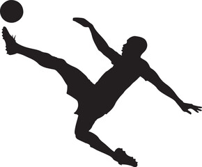 Dynamic Soccer Player Silhouette Performing High-Kick with Ball