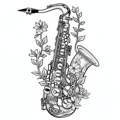 saxophone vector illustration coloring page