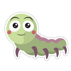 Smiling green caterpillar bug. Vector