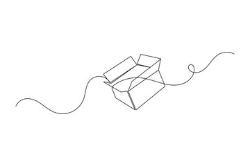 Minimalist carton box one line drawing  clean vector outline illustration
