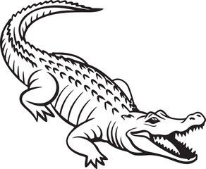 Crocodile silhouette in vector art, perfect for kids' coloring pages, emphasizing fun and creativity in art