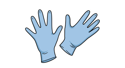Cartoonish Light Blue Glove with Black Outline and Finger Markings