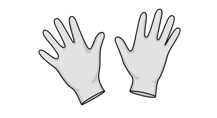 Cartoonstyle gray glove with black outline and visible fingers