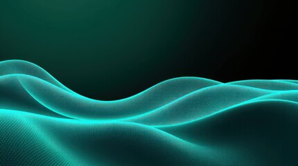 Teal abstract waves on dark background