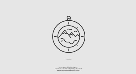 Minimalist Line Art Concentric Circle with Intersecting Lines Design
