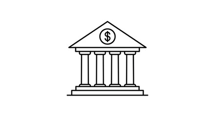 Minimalist line drawing of a classical building facade with a column