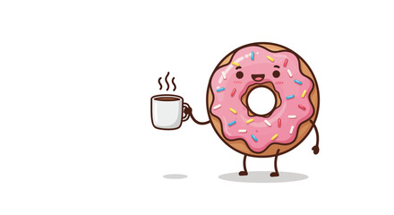 Simple Cartoon Coffee Cup with Steaming Hot Drink