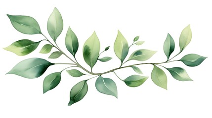 Detailed Watercolor Drawing of Green Plant in Spring or Summer Season