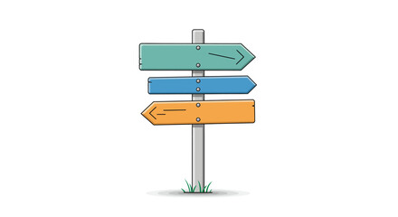 Stacked Directional Signage with Teal Blue and Orange Arrow