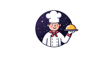 Stylized Night Sky with Stars and Moon in a Circular Composition