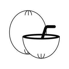 coconut glyph icon with white background vector stock illustration