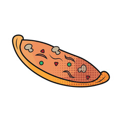 Whole pizza pop art style. Vector