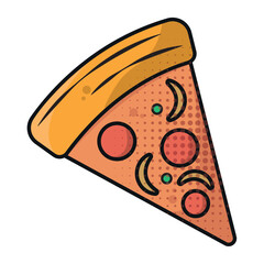 Pizza slice dotted style. Vector