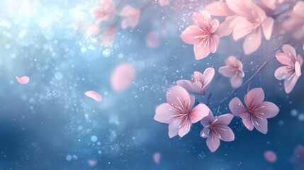 Delicate pink blossoms in soft pastel light.