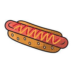 Hotdog with mustard style. Vector