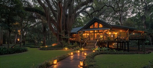 Discovering a unique treehouse nestled within the sprawling branches of an ancient banyan tree