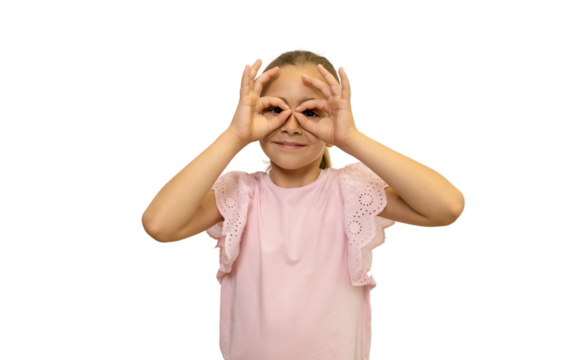 Young girl making funny faces with transparent background