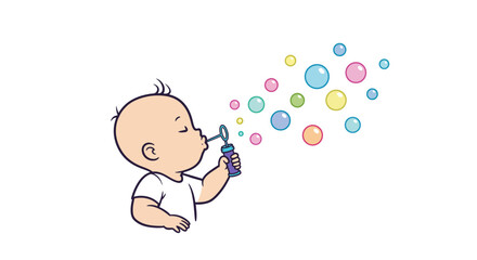 Cartoon baby with pursed lips closed eyes and a white shirt