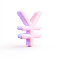 Obraz premium 3D Yen Currency Symbol on White Background