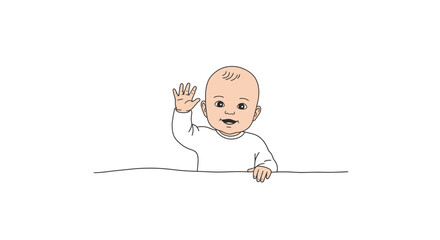 Cartoon hand with four fingers waving hello in a friendly manner