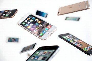 Mobile phone technology apps screen display devices floating smartphone