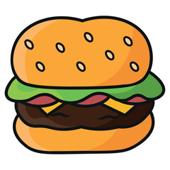 Cheeseburger comic style. Vector
