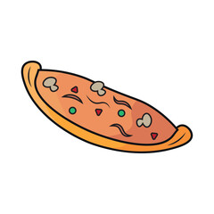 Whole pizza pop art style. Vector