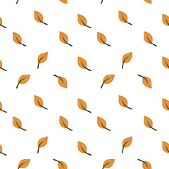 A vector seamless pattern of stylized orange leaves on a white background, creating a fresh and modern design suitable for various applications.