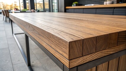 Naklejka premium Crafting a minimalist maple wooden surface contemporary industrial design urban setting polished background