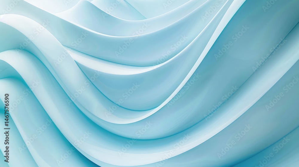 Poster abstract smooth waves in light blue tones. minimalist fluid texture design. background image of 3d r