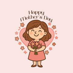 happy mother's day. mother with a bouquet.