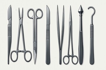 Ultra-Modern Minimalist Vector Illustration of Surgical Tools