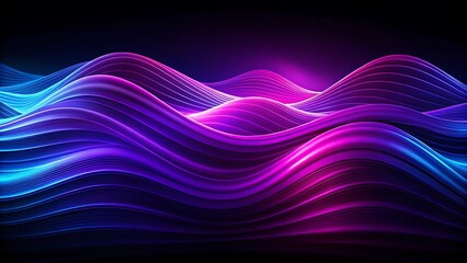 Obraz premium Purple abstract wave background modern design with copy space. Blue purple abstract dynamic wave on black background grainy vibrant color flow banner design poster cover header. Futuristic background