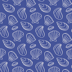 Hand drawn whimsical seashell background