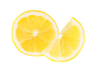 Sliced lemon showing juicy texture on transparent background