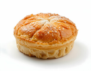 Delicious Round Pastry Cake Dessert with Sweet Topping on White