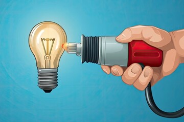 Hand holds tool to light a bulb