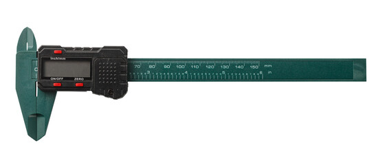 Digital caliper showing measurement value on transparent background