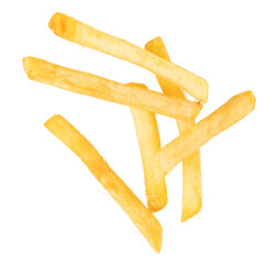 Falling french fries on transparent background