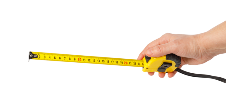Construction worker using measuring tape on transparent background - Powered by Adobe