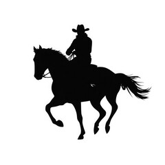 Fototapeta premium Cowboy silhouette of a horse with transparent background PNG and JPEG image