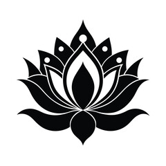 Elegant and simplified black and white lotus flower vector illustration representing purity and spiritual beauty in design