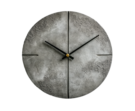 Modern concrete wall clock design home minimalist stylish interior isolated on transparent background