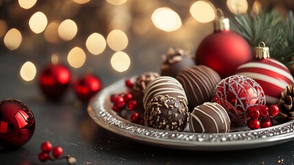 Elegant Christmas Chocolate Truffles and Ornaments for Festive Holiday