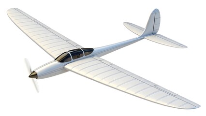 Sleek White Sailplane: Classic Design, Isolated on White