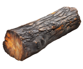 Fallen log forest nature rustic environment view isolated on transparent background